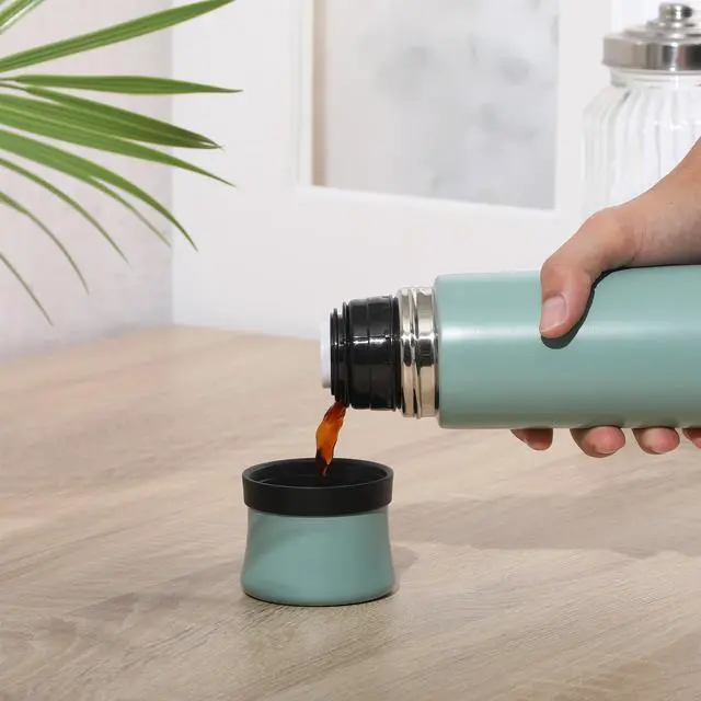 Alt view image 5 of 6 - Silverleaf 23 oz Stainless Steel Thermal Bottle Double Wall Vacuum Insulated Travel Mug with Leak-Proof Lid, Teal Hot & Cold Beverage Flask for Work, Commute, or Camping
