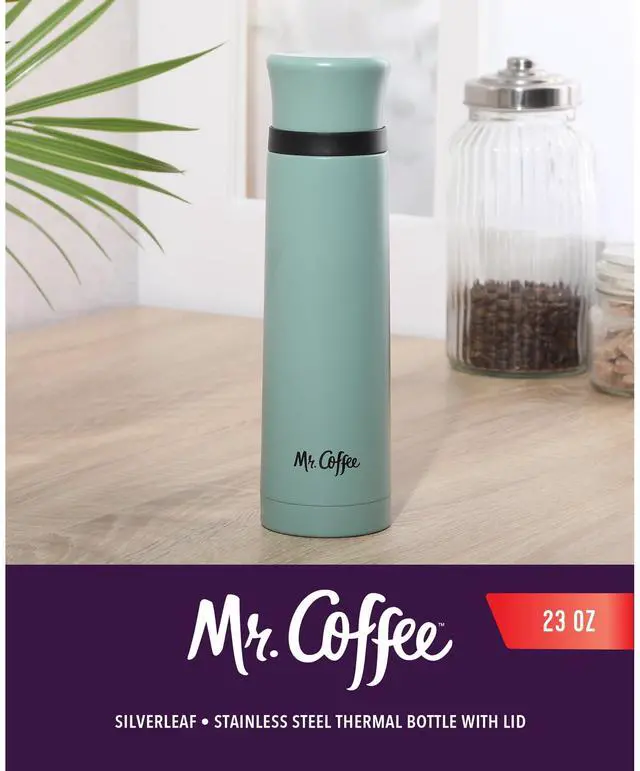 Alt view image 2 of 6 - Silverleaf 23 oz Stainless Steel Thermal Bottle Double Wall Vacuum Insulated Travel Mug with Leak-Proof Lid, Teal Hot & Cold Beverage Flask for Work, Commute, or Camping