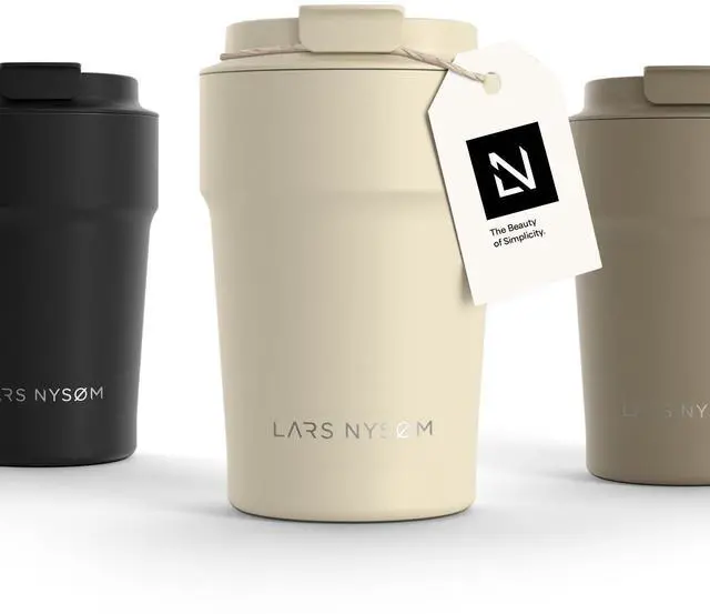 Main image of Thermo Coffee Mug to go 13oz | Travel Mug 0.38 Liter with Insulation | Leak Proof Stainless Steel Thermal Tumbler for Coffee and Tea on the Go (Almond Beige, 12.9oz)