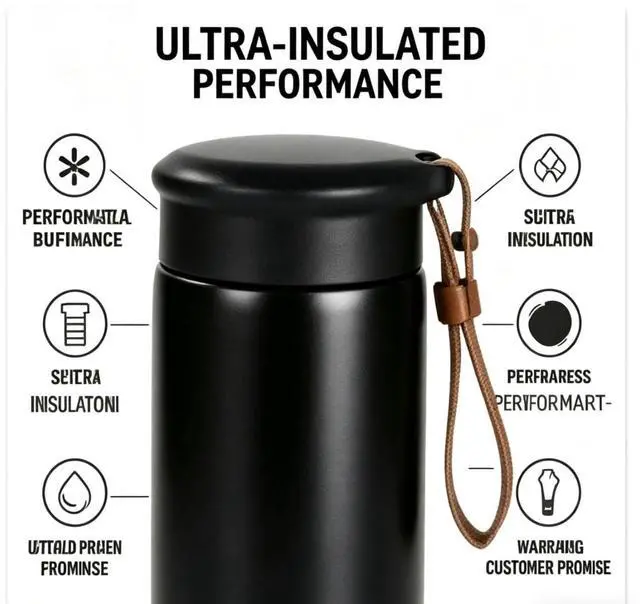 Alt view image 7 of 7 - 10 oz samll Vacuum Insulated Stainless Steel Water Bottle, BPAFree Leakproof Travel Mug with Leather Strap, Lightweight Pocket Tumbler for Hot & Cold Drinks, Office, School, Outdoor (White)