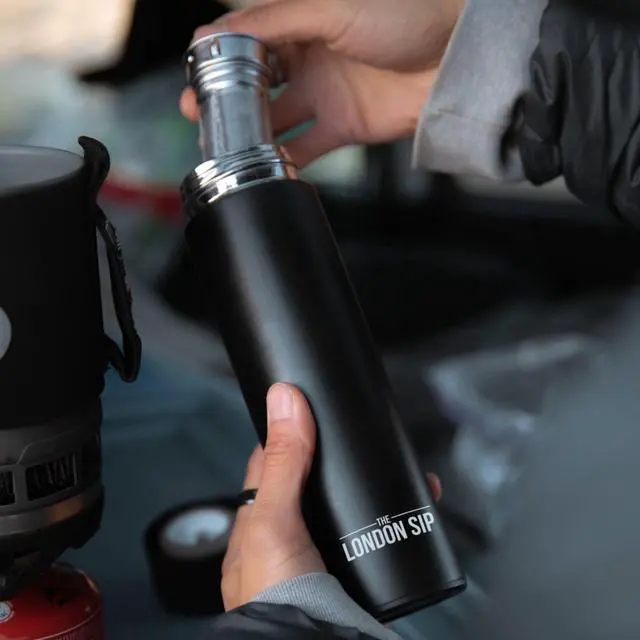 Alt view image 5 of 7 - London Sip 25 oz Multi-Function Travel Mug and Tumbler Tea Infuser Water Bottle Fruit Infuser Flask Hot and Cold Double Wall Stainless Steel Coffee Thermos, Zen Black