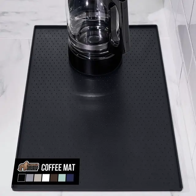 Main image of Silicone Coffee Mat, Espresso Machine Bar Accessories, Keep Kitchen Counters Clean, Stays in Place, Waterproof and Heat Resistant Dish Drying Mats, Home Decor Essentials, 11.5x18.5, Black
