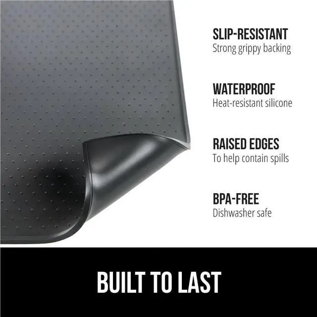 Alt view image 2 of 7 - GORILLA GRIP Silicone Coffee Mat, Espresso Machine Bar Accessories, Keep Kitchen Counters Clean, Stays in Place, Waterproof and Heat Resistant Dish Drying Mats, Home Decor Essentials, 10x14, Black
