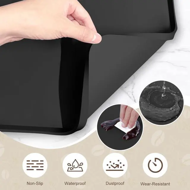 Alt view image 6 of 7 - Silicone Coffee Mat with 6 Coasters,24"x16" Counter Bar Mat Fits Under Coffee Maker/Pot & Espresso Machine, Bar Aceessories,Detachable Drying Pad for Tamper,Sugar Packets,Cups & Countertop Protection