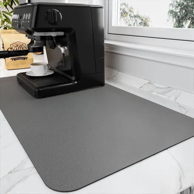 Main image of Coffee Mat - Absorbent Hide Stain Rubber Backed Dish Drying Mat for Kitchen Counter - Bar Mats for Countertops Accessories Fit Under Coffee Maker Espresso Machine