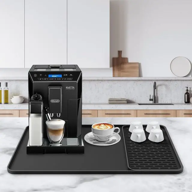 Alt view image 2 of 7 - Silicone Coffee Mat, 24''x16'' Bar Mat with Detachable Dish Drying Mat - Fits Under Coffee Maker & Dish Rack