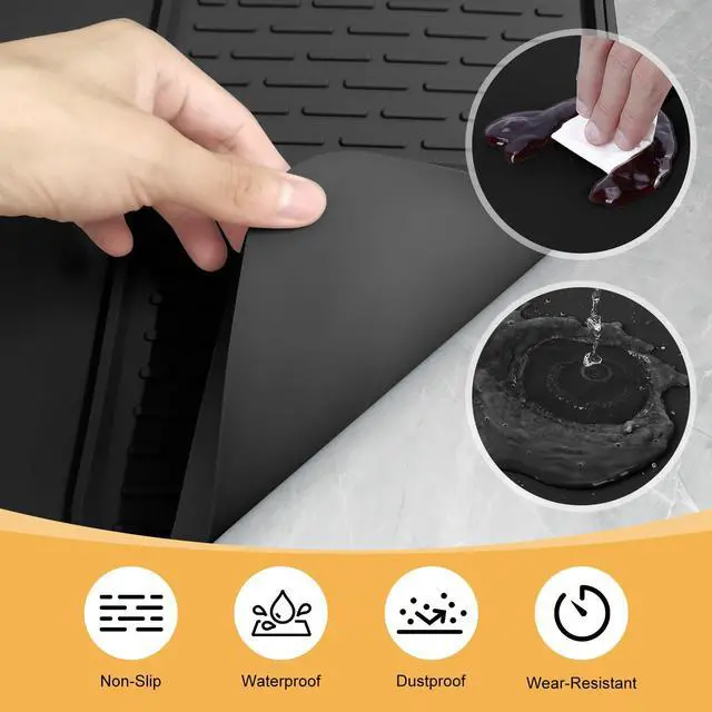 Alt view image 7 of 7 - Silicone Coffee Mat, 24''x16'' Bar Mat with Detachable Dish Drying Mat - Fits Under Coffee Maker & Dish Rack
