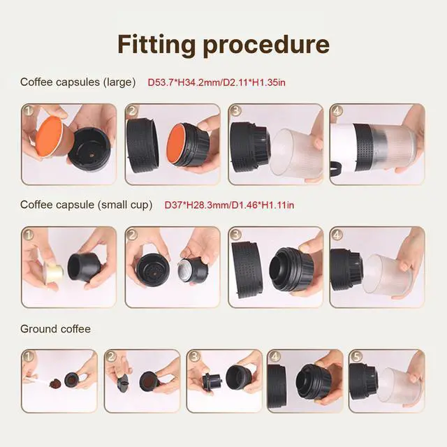 Alt view image 6 of 6 - Cordless Coffee Machine for Car Home Travel 3 in 1 Electric Coffee Maker Work With Capsule and Ground Coffee 15Bar Mini Cold Brew and Heating Coffee Maker with 150ml Cup