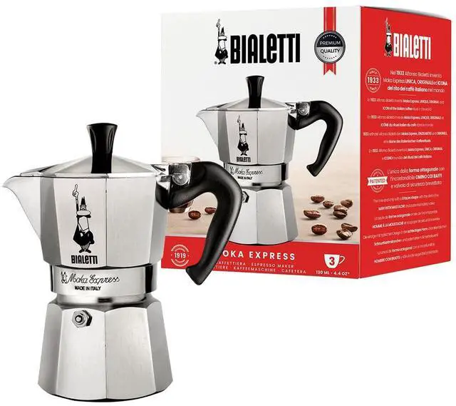 Main image of Moka Express Iconic Italian Stovetop Espresso Maker (Silver, 3 Cups)