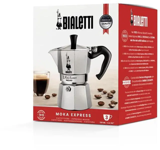 Alt view image 6 of 7 - Moka Express Iconic Italian Stovetop Espresso Maker (Silver, 3 Cups)