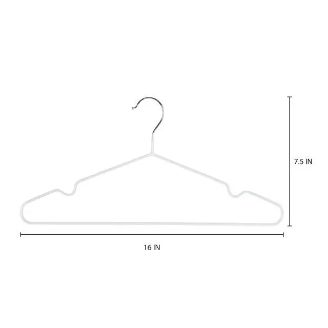 Alt view image 2 of 5 - 12 Pack Metal Hangers | Dimensions: 15.75"x 7.28"x 0.16" | Space Saving | Durable | Closet Organization | White