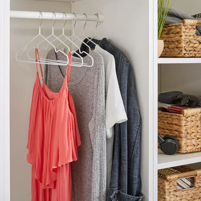 Alt view image 5 of 5 - 12 Pack Metal Hangers | Dimensions: 15.75"x 7.28"x 0.16" | Space Saving | Durable | Closet Organization | White