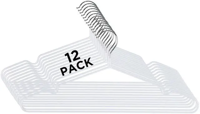 Main image of 12 Pack Metal Hangers | Dimensions: 15.75"x 7.28"x 0.16" | Space Saving | Durable | Closet Organization | White