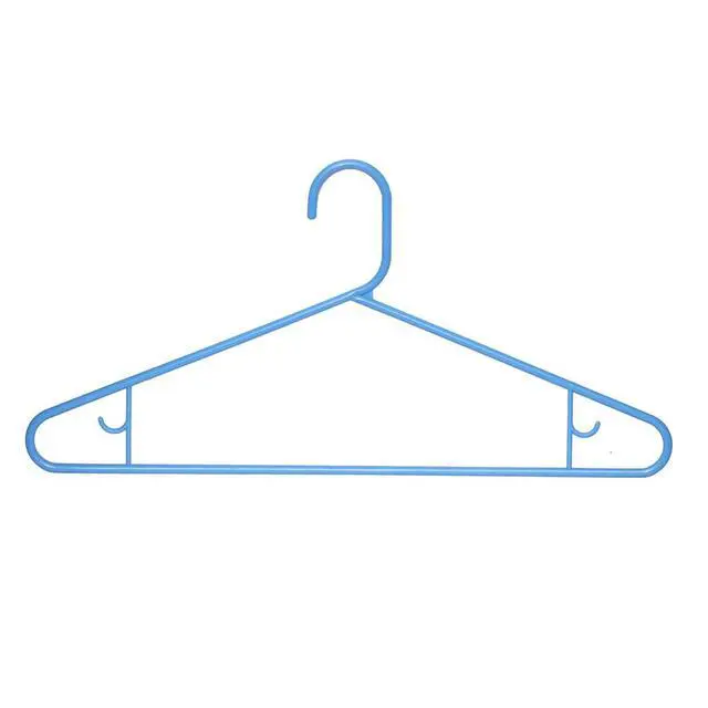 Alt view image 4 of 5 - Blue Plastic Clothes Hangers 10 Pack | Ideal for Everyday Standard Use | Two Accessory Hooks | Value Set
