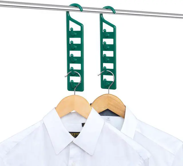 Main image of Space Saving Hangers for Clothes - 2 in Pack, Heavy Duty Plastic, Multi Closet Space Savers for Shirts, Pants, Jeans, Sweaters - Hanger Organizer Space Saver