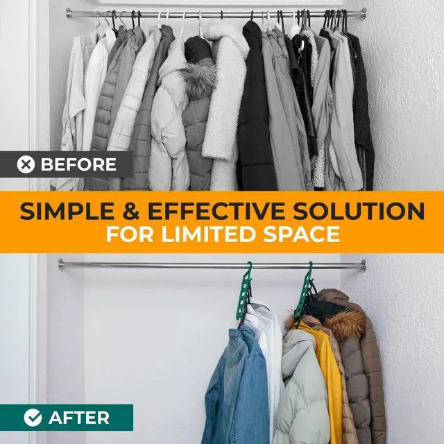 Alt view image 3 of 7 - Space Saving Hangers for Clothes - 2 in Pack, Heavy Duty Plastic, Multi Closet Space Savers for Shirts, Pants, Jeans, Sweaters - Hanger Organizer Space Saver