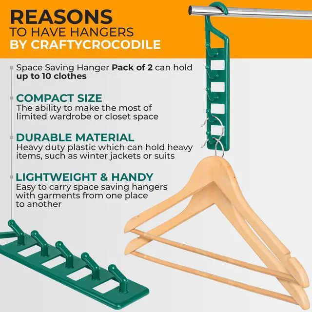 Alt view image 6 of 7 - Space Saving Hangers for Clothes - 2 in Pack, Heavy Duty Plastic, Multi Closet Space Savers for Shirts, Pants, Jeans, Sweaters - Hanger Organizer Space Saver