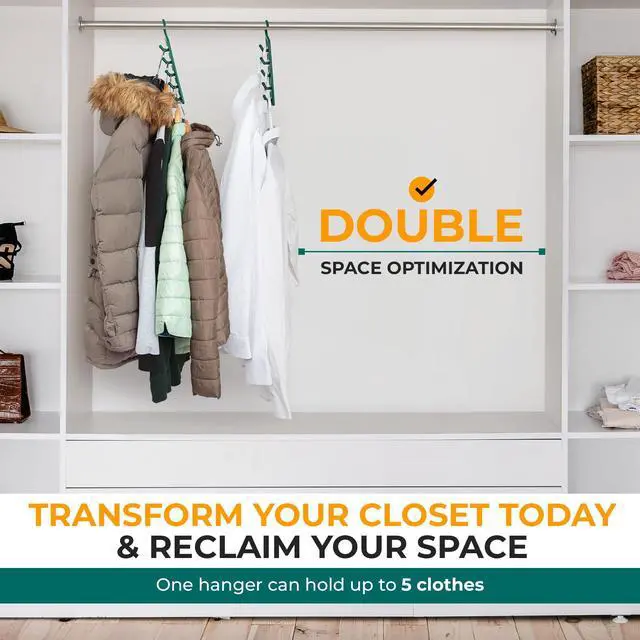 Alt view image 7 of 7 - Space Saving Hangers for Clothes - 2 in Pack, Heavy Duty Plastic, Multi Closet Space Savers for Shirts, Pants, Jeans, Sweaters - Hanger Organizer Space Saver