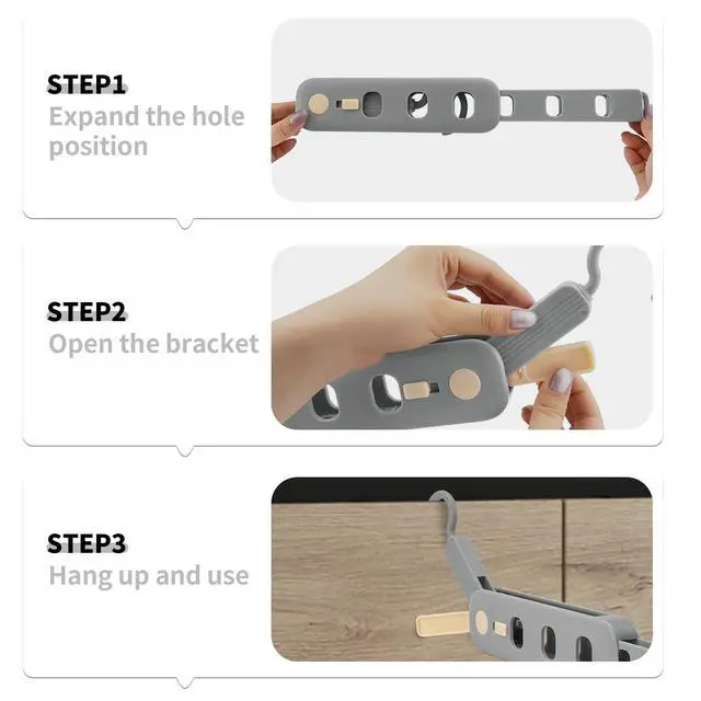 Alt view image 6 of 7 - Folding Clothes Drying Rack Portable for Travel, Space Saving Hangers Plastic for Closet (Grey 2 Pack)