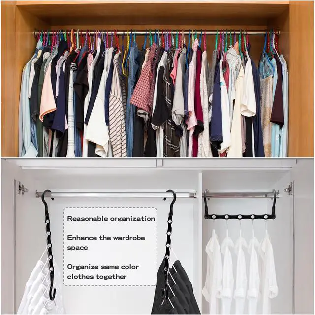 Alt view image 2 of 7 - 4 Pack Closet Organizers and Storage, College Dorm Room Essentials for Girls Guys, Stronger Space Saving Hangers Clothes Hanger with 5 Holes Closet Storage for Heavy Clothes, Magic Home Organization