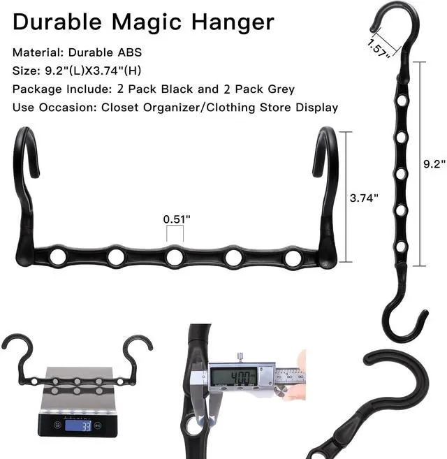 Alt view image 4 of 7 - 4 Pack Closet Organizers and Storage, College Dorm Room Essentials for Girls Guys, Stronger Space Saving Hangers Clothes Hanger with 5 Holes Closet Storage for Heavy Clothes, Magic Home Organization