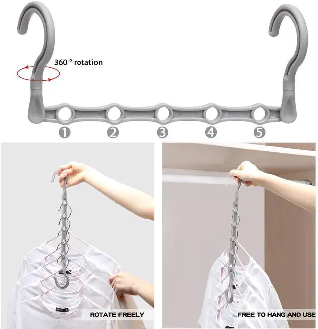 Alt view image 3 of 7 - 4 Pack Closet Organizers and Storage, College Dorm Room Essentials for Girls Guys, Stronger Space Saving Hangers Clothes Hanger with 5 Holes Closet Storage for Heavy Clothes, Magic Home Organization