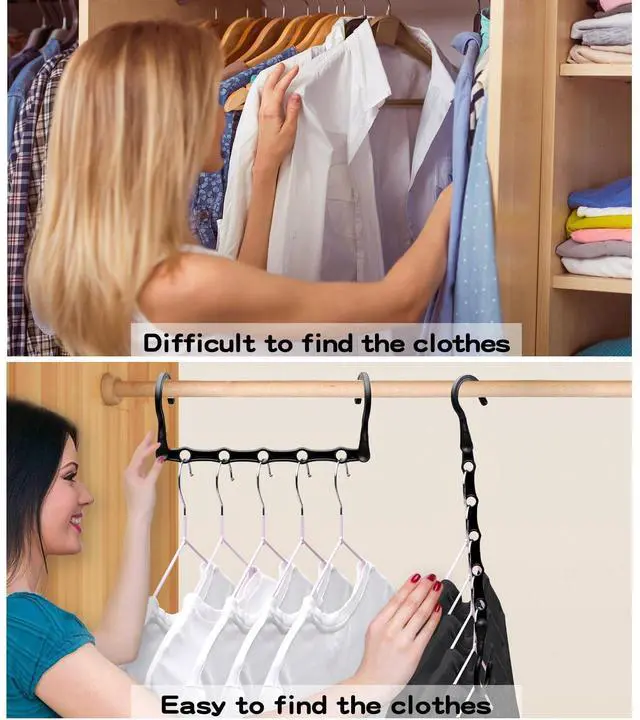 Alt view image 6 of 7 - 4 Pack Closet Organizers and Storage, College Dorm Room Essentials for Girls Guys, Stronger Space Saving Hangers Clothes Hanger with 5 Holes Closet Storage for Heavy Clothes, Magic Home Organization