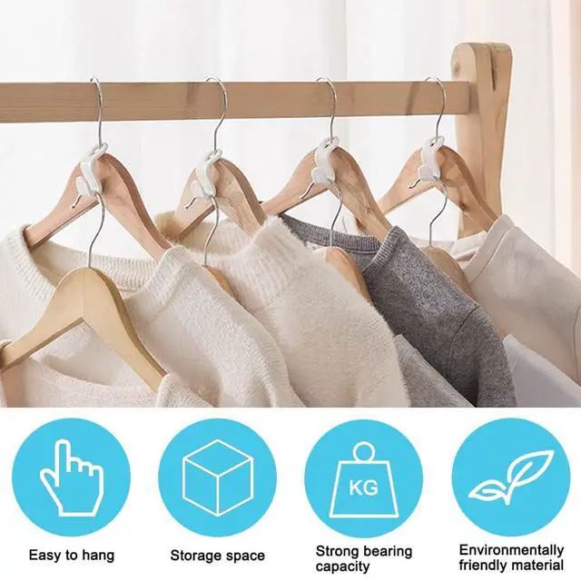Alt view image 2 of 7 - Space Saving 40 PC Plastic Clothes Hangers with Hanger Connector Hooks, White