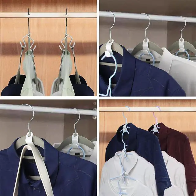 Alt view image 6 of 7 - Space Saving 40 PC Plastic Clothes Hangers with Hanger Connector Hooks, White