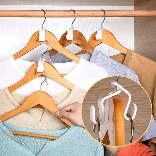 Alt view image 5 of 7 - Space Saving 40 PC Plastic Clothes Hangers with Hanger Connector Hooks, White