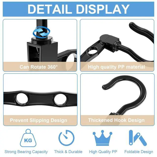 Alt view image 7 of 7 - 8 Pack Hangers Space Saving Magic Space Saver Storage Smart Plastic Clothes Hanger Organizer Closet Organizers and Storage for Closet Wardrobe Apartment College Dorm Room Essentials, Black