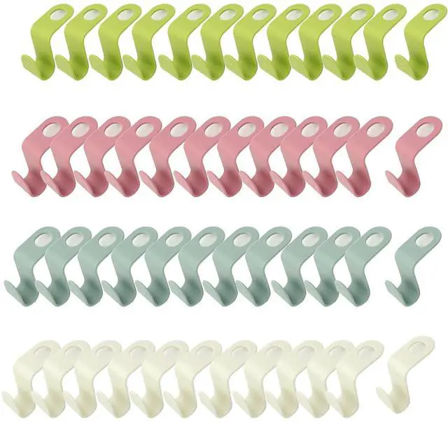 Main image of 48 PCS Multi-Color Plastic Space-Saving Hanger Hook for Clothes, Accessories(4 Colors Mixed)
