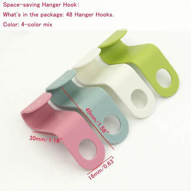 Alt view image 2 of 7 - 48 PCS Multi-Color Plastic Space-Saving Hanger Hook for Clothes, Accessories(4 Colors Mixed)