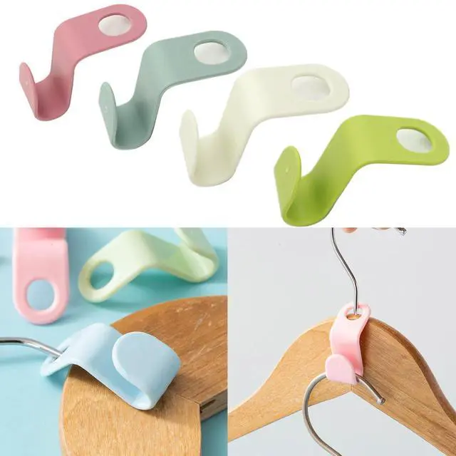Alt view image 6 of 7 - 48 PCS Multi-Color Plastic Space-Saving Hanger Hook for Clothes, Accessories(4 Colors Mixed)