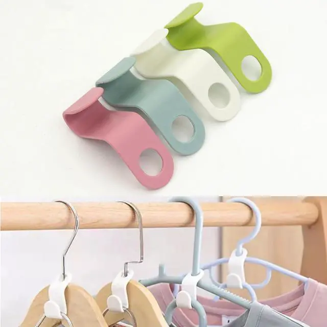 Alt view image 7 of 7 - 48 PCS Multi-Color Plastic Space-Saving Hanger Hook for Clothes, Accessories(4 Colors Mixed)