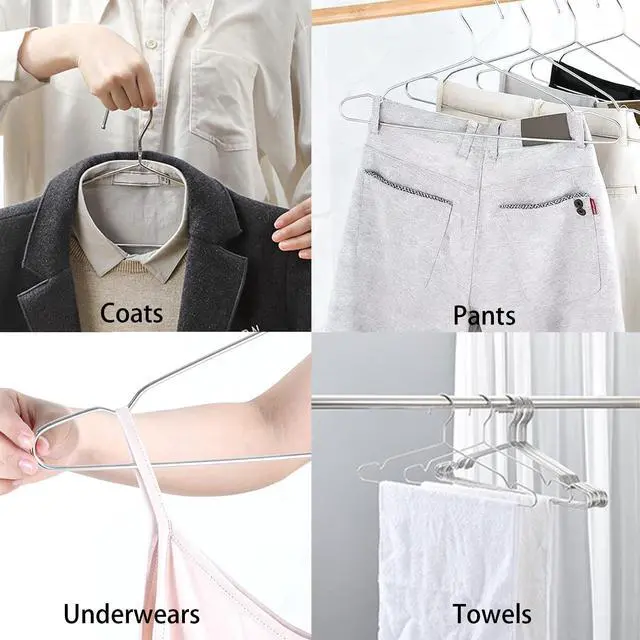 Alt view image 5 of 6 - Wire Hangers 10 Pack Clothes Hangers Heavy Duty Metal Coat Hanger Stainless Steel Thin Hangers 16.5 inch