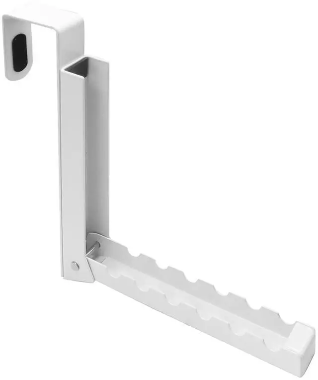 Alt view image 2 of 7 - Foldable Over The Door Hanger Hooks for Clothes, Collapsible Folding Over The Door Drying Rack for Laundry Dorm Bedroom, Portable Clothing Coat Rack Overdoor Hanger, White