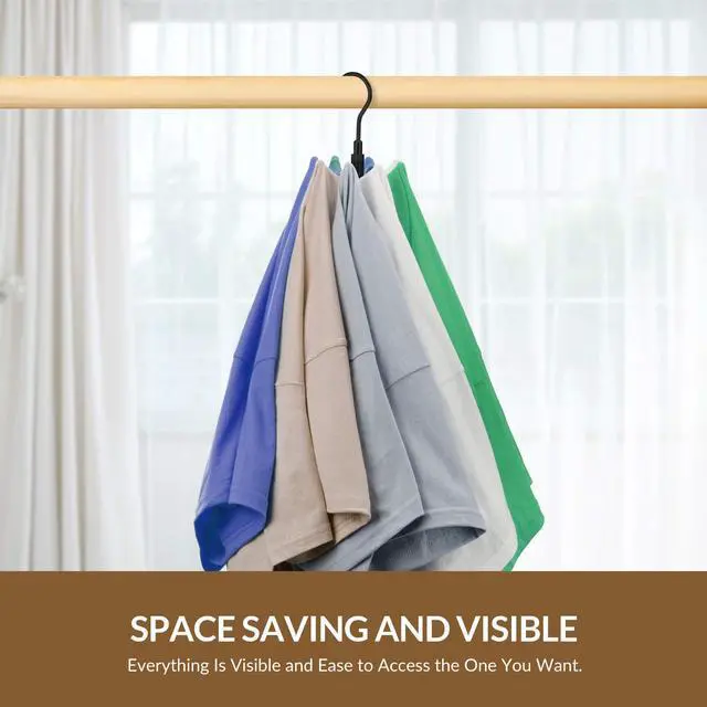 Alt view image 4 of 6 - Space Saving Hangers for Clothes,Rotatable Sturdy Shirt Hangers with 8 Hooks, Non Slip Multiple Shirt Organizer for T-Shirts Sweatshirts Hoodies, Black