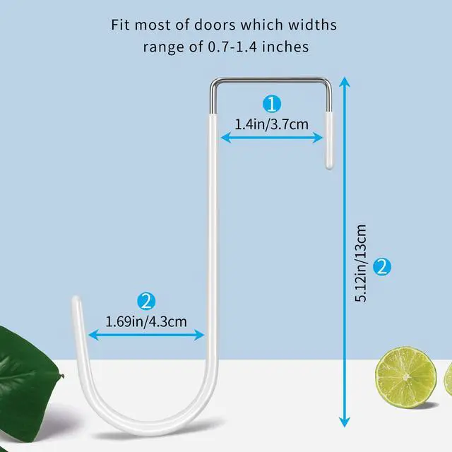 Alt view image 2 of 7 - Over the Door Hooks, 4 Pack Hangers Hooks with Rubber Prevent Scratches Heavy Duty Organizer for Living Room, Bathroom, Bedroom, Kitchen Hanging Clothes, Towels, Hats, Coats, Bags White