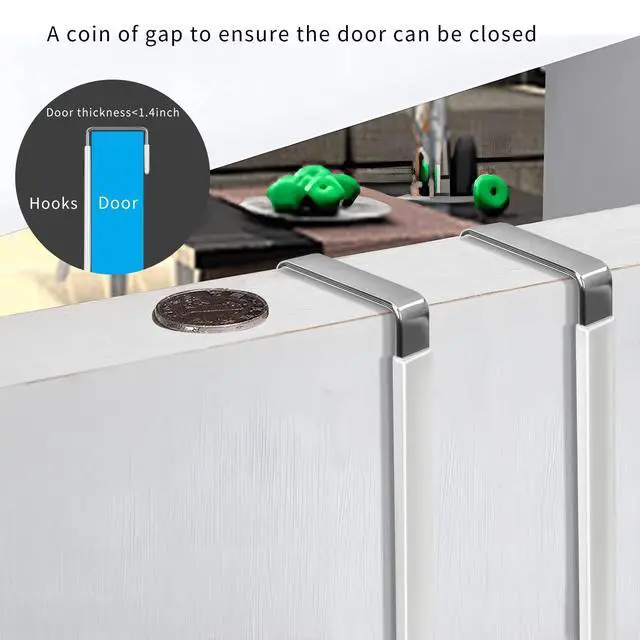 Alt view image 5 of 7 - Over the Door Hooks, 4 Pack Hangers Hooks with Rubber Prevent Scratches Heavy Duty Organizer for Living Room, Bathroom, Bedroom, Kitchen Hanging Clothes, Towels, Hats, Coats, Bags White