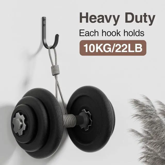 Alt view image 2 of 7 - Wall Hooks for Hanging Towel/Coat - 22LB Screw in Metal Hanger Wall Mount, for Outdoor, Closet, Door, Bathrooms, for Backpack, Robe, Black 5 Pack