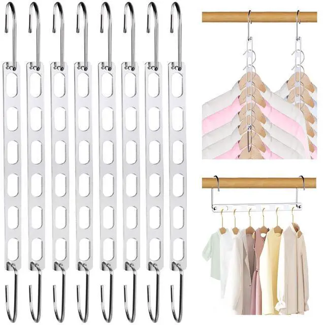 Main image of 8 Packs Space Saving Hangers for Closet, Collapsible Closet Organizer, Metal Clothes Hangers for Organization and Storage, Dorm Room Essentials
