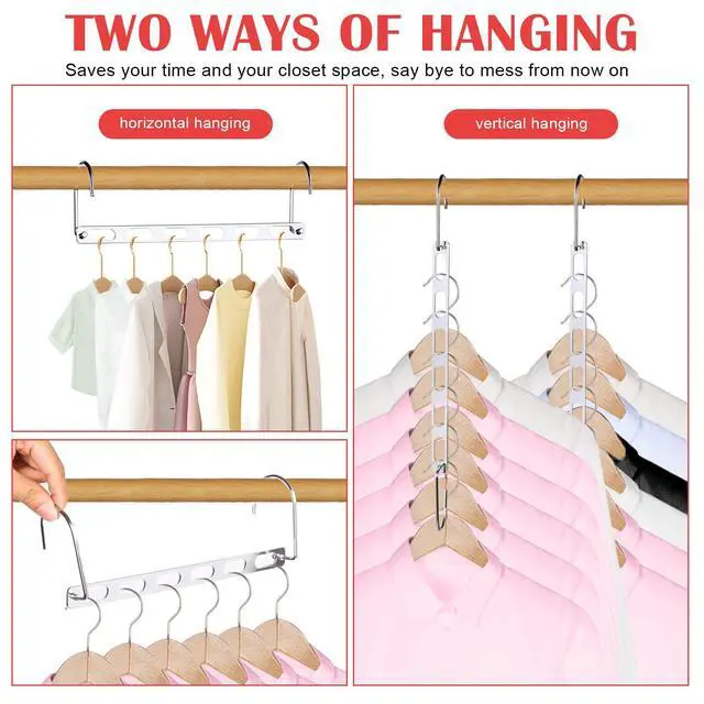Alt view image 3 of 7 - 8 Packs Space Saving Hangers for Closet, Collapsible Closet Organizer, Metal Clothes Hangers for Organization and Storage, Dorm Room Essentials