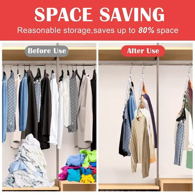 Alt view image 4 of 7 - 8 Packs Space Saving Hangers for Closet, Collapsible Closet Organizer, Metal Clothes Hangers for Organization and Storage, Dorm Room Essentials