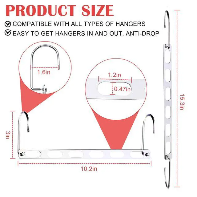 Alt view image 5 of 7 - 8 Packs Space Saving Hangers for Closet, Collapsible Closet Organizer, Metal Clothes Hangers for Organization and Storage, Dorm Room Essentials