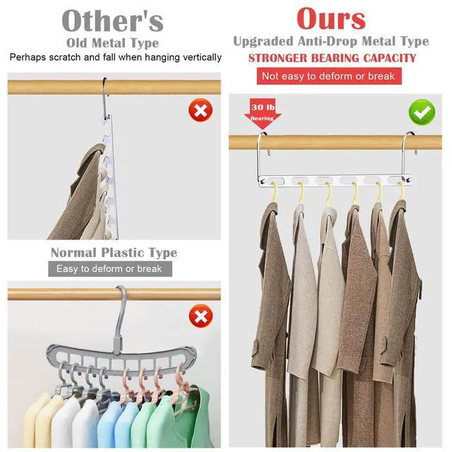 Alt view image 6 of 7 - 8 Packs Space Saving Hangers for Closet, Collapsible Closet Organizer, Metal Clothes Hangers for Organization and Storage, Dorm Room Essentials