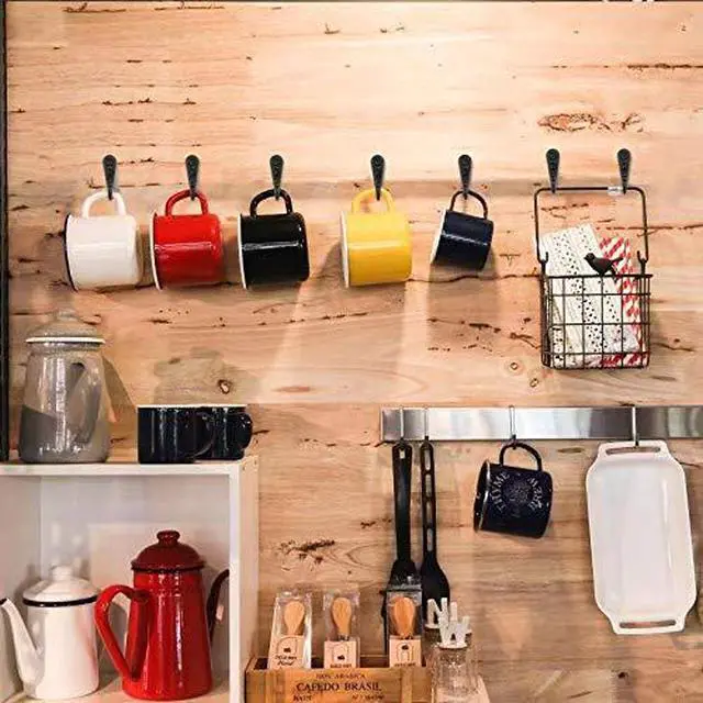 Alt view image 5 of 7 - 15Pcs Black Wall Mounted Coat Hooks,Hanger Hook with 30 Pieces Screws for HangingHat, Towel, Key, Robe, Coats, Scarf, Bag, Cap,Coffee Cup, Mugs