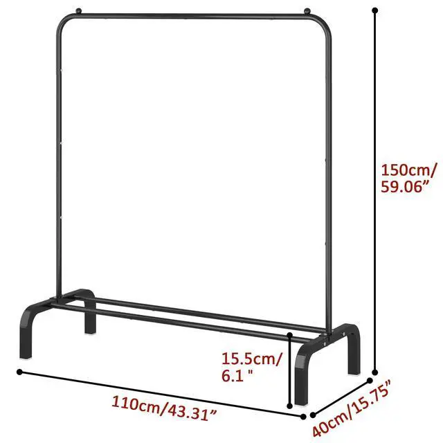 Alt view image 2 of 7 - Clothes Rack Metal Clothing Rack with Bottom Shelf Garment Rack for Hanging Clothes Shirts Jeans and Coats Black