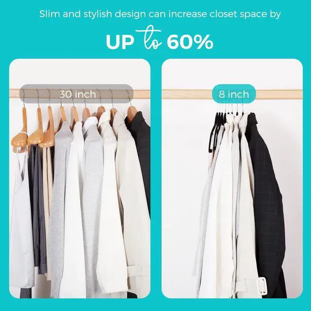 Alt view image 4 of 7 - Premium Velvet Hangers 50 Pack Black, Non-Slip Flocked Felt Hangers, Sturdy Clothes Hangers with 360° Rotatable Hook, Heavy Duty Coat Hanger, Durable Slim Hanger for Closet Space Saving