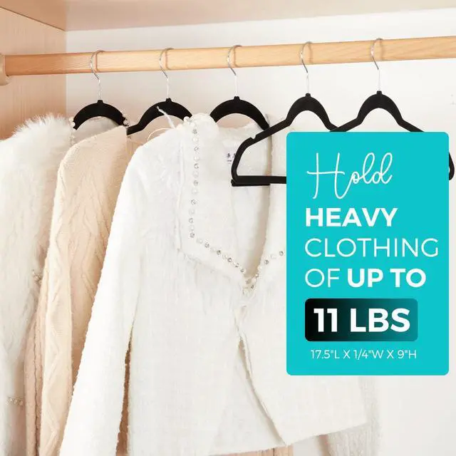 Alt view image 6 of 7 - Premium Velvet Hangers 50 Pack Black, Non-Slip Flocked Felt Hangers, Sturdy Clothes Hangers with 360° Rotatable Hook, Heavy Duty Coat Hanger, Durable Slim Hanger for Closet Space Saving